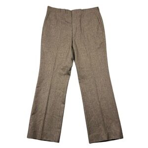 Vintage Corbin Prime Flannel Pants Men 34x30 Brown Wool Dress Trousers Talon Zip